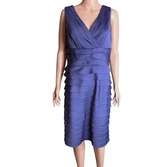 Adrianna Papell | Dresses | Adrianna Papell Polyester Satin Sleeveless Cocktail  Midi Dress Wedding Guest 4 | Poshmark